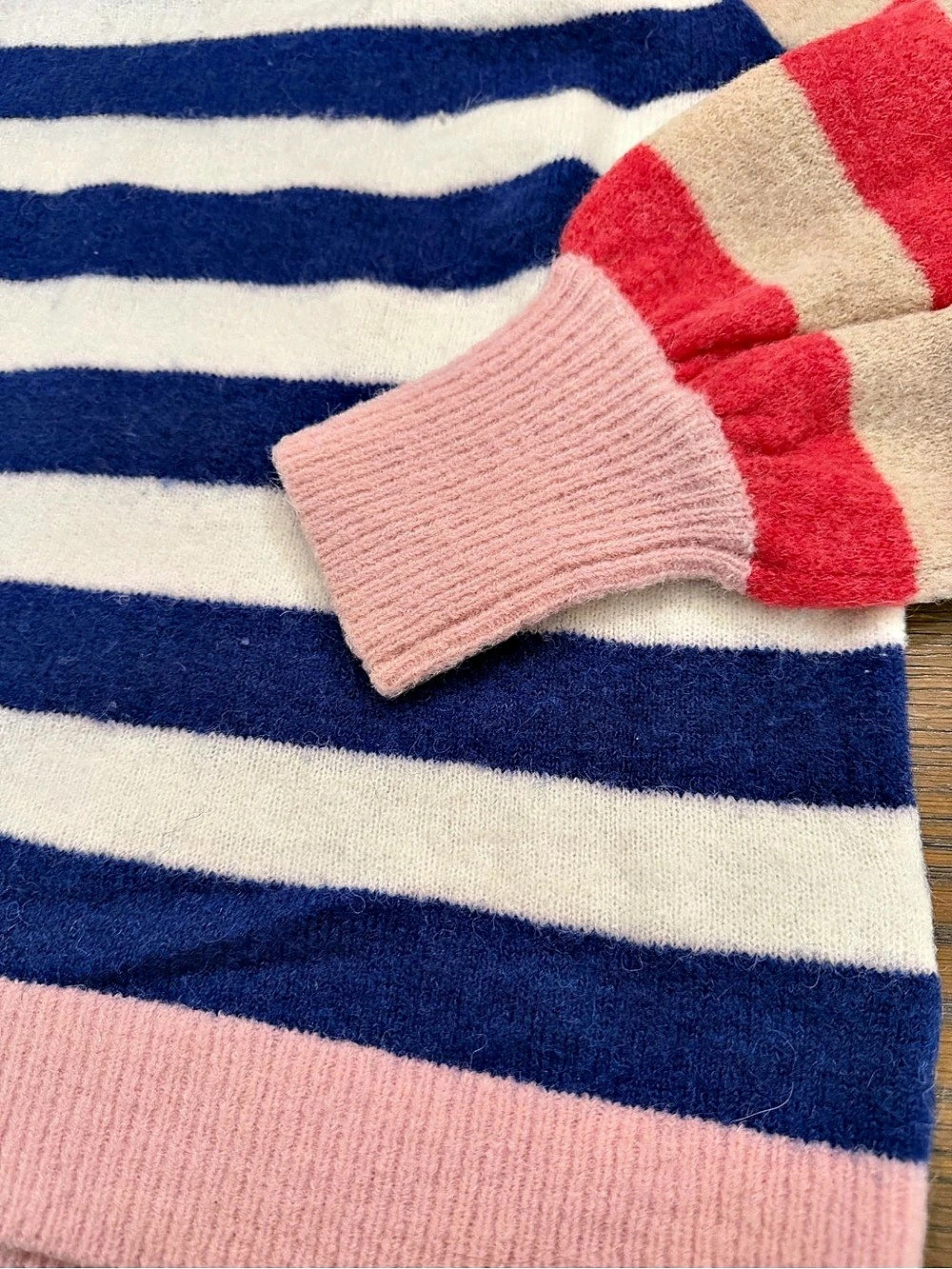 Boden Striped Wool Blend Sweater in Pink & Blue - Picture 5 of 8